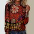 T-shirts Décontracté Ethnique Printemps / Automne Ample Jersey Noël Manches Longues Régulier Droit pour Femmes
