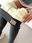 Pantalons De Yoga Décontracté Plain Hiver Naturel à Haute Élasticité Serré Droit en Toison en Toison pour Femmes