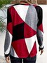 T-shirts Femmes Décontracté Printemps / Automne Multicolore Bloc Polyester Micro-élasticité Quotidien Régulier Droit Régulier