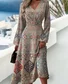 Robes Femmes Décontracté Printemps / Automne impression en 3D Col V Micro-élasticité Coupe Régulière Faire la navette Manches Longues Non