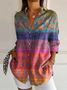 Chemises Rétro Floral Printemps / Automne Polyester Boutonné Naturel Quotidien Ample Manches Longues pour Femmes