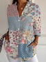 Chemises Femmes Décontracté Floral Printemps / Automne Polyester Aucune élasticité Quotidien Régulier Régulier Col de Chemise