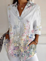 Chemises Femmes Décontracté Floral Printemps / Automne Polyester Aucune élasticité Quotidien Régulier Régulier Col de Chemise