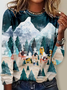 T-shirts Décontracté Noël Printemps / Automne Quotidien Jersey Noël Col Rond Droit Régulier pour Femmes