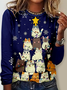 T-shirts Décontracté Noël Printemps / Automne Quotidien Jersey Noël Col Rond Droit Régulier pour Femmes
