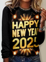 T-shirts Femmes Géométrique Décontracté Printemps / Automne Micro-élasticité Ample Jersey Manches Longues Col Rond Droit
