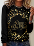T-shirts Femmes Géométrique Décontracté Printemps / Automne Micro-élasticité Ample Jersey Manches Longues Col Rond Droit