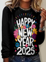 T-shirts Femmes Géométrique Décontracté Printemps / Automne Micro-élasticité Ample Jersey Manches Longues Col Rond Droit
