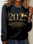 T-shirts Femmes Géométrique Décontracté Printemps / Automne Micro-élasticité Ample Jersey Manches Longues Col Rond Droit