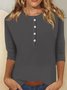 T-shirts Femmes Décontracté Plain Printemps / Automne Ample Jersey Manches Longues Régulier Droit Régulier