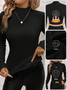 T-shirts Femmes Rétro Plain Printemps / Automne Poids lourd Respirable Coupe Régulière Manches Longues Régulier Élasticité moyenne