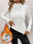 T-shirts Femmes Rétro Plain Printemps / Automne Poids lourd Respirable Coupe Régulière Manches Longues Régulier Élasticité moyenne