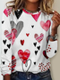 T-shirts Décontracté Printemps / Automne Coeur/cordé Micro-élasticité Quotidien Ample Jersey Manches Longues Droit pour Femmes