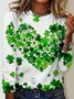 T-shirts Femmes Décontracté Printemps / Automne trèfle à quatre feuilles Micro-élasticité Quotidien Jersey Droit Régulier St.Le jour de Patrick
