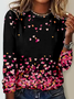 T-shirts Femmes Décontracté Floral Printemps / Automne Micro-élasticité Quotidien Jersey Manches Longues Régulier Droit