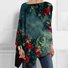 Chemisiers1 Femmes Décontracté Floral Printemps / Automne Micro-élasticité Ample Jersey Manches Longues Mi-long Droit
