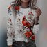 T-shirts Femmes Décontracté Floral Printemps / Automne Micro-élasticité Quotidien Jersey Noël Col Rond Régulier