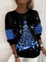 Sweat-shirts Décontracté Printemps / Automne Noël Polyester Aucune élasticité Fête Ample Col Rond Droit pour Femmes
