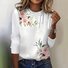 T-shirts Femmes Décontracté Floral Printemps / Automne Micro-élasticité Quotidien Jersey Noël Col Rond Régulier