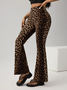 Pantalons Femmes Sexy Printemps / Automne Motif Léopard Polyester Micro-élasticité Faire la navette Taille Moyenne Pantalons Évasés Ligne X