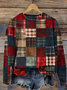 Sweat-shirts Rétro Printemps / Automne Plaid Polyester Micro-élasticité Ample Régulier Droit Régulier pour Femmes