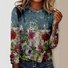 T-shirts Décontracté Floral Printemps / Automne Quotidien Manches Longues Col Rond Régulier le Jour de la Saint-Valentin Régulier pour Femmes