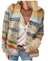 Cardigans Décontracté Printemps / Automne Multicolore Bloc Micro-élasticité Ample Manches Longues Fil/fil de laine Droit Régulier pour Femmes