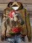 Sweat-shirts Femmes Décontracté Printemps / Automne cheval Polyester Sweat-shirt à Capuche Micro-élasticité Manches Longues Régulier Régulier