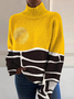Sweat-shirts Décontracté Abstrait Printemps / Automne Polyester Micro-élasticité Quotidien Ample Manches Longues Col Roulé pour Femmes