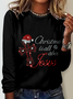 T-shirts Femmes Décontracté Printemps / Automne Noël Micro-élasticité Ample Jersey Col Rond Droit Régulier