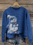 Pulls Décontracté Imprimé d'Animal Printemps / Automne Quotidien Coupe Régulière Manches Longues Laine/Tricot Régulier Régulier pour Femmes