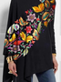 Chemisiers1 Décontracté Floral Printemps / Automne Micro-élasticité Quotidien Jersey Manches Longues Mi-long Régulier pour Femmes