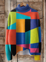 Sweat-shirts Géométrique Décontracté Printemps / Automne Polyester Micro-élasticité Manches Longues Col Roulé Régulier Droit pour Femmes