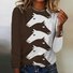 T-shirts Décontracté Printemps / Automne cheval Micro-élasticité Quotidien Jersey Manches Longues Droit Régulier pour Femmes