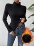 T-shirts Décontracté Plain Printemps / Automne Tricoté Coupe Régulière chaleur Régulier Élasticité moyenne Faux Col pour Femmes