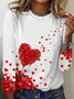 T-shirts Décontracté Floral Printemps / Automne Micro-élasticité Quotidien Manches Longues Régulier Droit Régulier pour Femmes