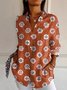 Chemises Femmes Décontracté Floral Printemps / Automne Aucune élasticité Quotidien Manches Longues Régulier Droit Col de Chemise