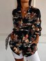 Chemises Femmes Décontracté Floral Printemps / Automne Aucune élasticité Quotidien Manches Longues Régulier Droit Col de Chemise