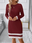 Robes Rétro Printemps / Automne Multicolore Bloc Naturel Fête Coupe Régulière Col Rond Régulier Jupe hanche pour Femmes