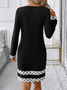 Robes Rétro Printemps / Automne Multicolore Bloc Naturel Fête Coupe Régulière Col Rond Régulier Jupe hanche pour Femmes