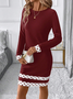 Robes Rétro Printemps / Automne Multicolore Bloc Naturel Fête Coupe Régulière Col Rond Régulier Jupe hanche pour Femmes