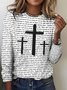 T-shirts Rétro Printemps / Automne Plaid Coton Micro-élasticité Coupe Régulière Manches Longues Trapèze Régulier pour Femmes