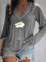 T-shirts Femmes Bloc de Couleur Décontracté Printemps / Automne Polyester Manches Longues Régulier Droit Régulier Dentelle