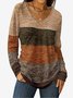 Chemisiers1 Femmes Décontracté Bloc de Couleur Printemps / Automne Polyester Col V Imprimé Quotidien Droit Régulier