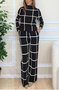 Deux Pièces Ensembles Décontracté Printemps / Automne Plaid Naturel Quotidien Manches Longues Entaillé Top Avec Pantalons Régulier pour Femmes