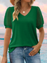 T-shirts Femmes Pois Polka Urbain Été Col V Micro-élasticité Journée Manches Courtes Régulier Droit