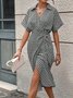 Robes Géométrique Rue Été Micro-élasticité ensemble Mi-longue Trapèze Régulier Non pour Femmes