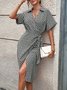 Robes Géométrique Rue Été Micro-élasticité ensemble Mi-longue Trapèze Régulier Non pour Femmes