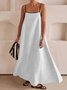 Robes Femmes Plain Urbain Été Col Carré Joint Fendu Micro-élasticité Ample Coton Et Lin Top Débardeur