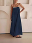 Robes Femmes Plain Urbain Été Col Carré Joint Fendu Micro-élasticité Ample Coton Et Lin Top Débardeur